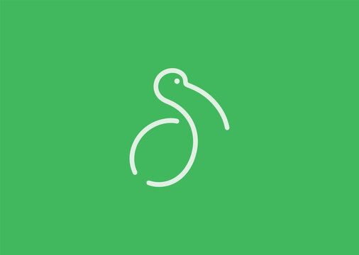 Abstract ibis single line logo for elegance, nature, or minimalist branding.