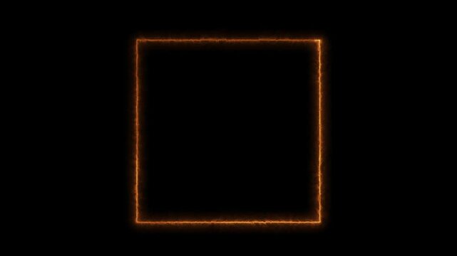 Abstract orange energy fire square frame glowing loop with seamless flicker motion effect