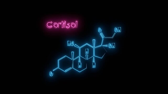 Structural formula of human steroid cortisol hormone