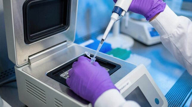 Focused Laboratory Action of Loading Sample into PCR Machine for Virus Research