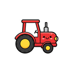 Obraz premium Cartoon Red Tractor. (1)
