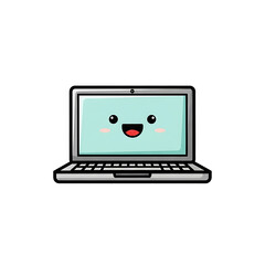 Happy Laptop Cartoon. (1)