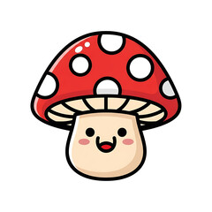 Happy Mushroom Cartoon. (1)