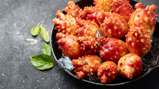 sea squirt ,seafood on a plate