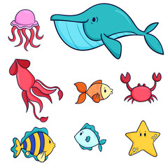 Animais marinhos fundo do mar