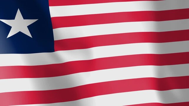 Flag of Liberia animated background. Symbol of the Liberian nation and the culture. Waving flag in the wind footage. The sign is also called the Lone Star.