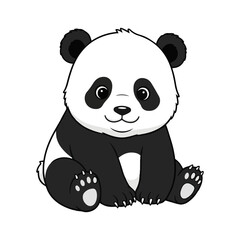 Fototapeta premium Cute Sitting Baby Panda Cartoon Vector Illustration Adorable Animal Mascot