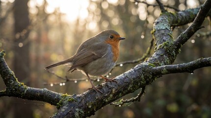 Obraz premium robin on a branch
