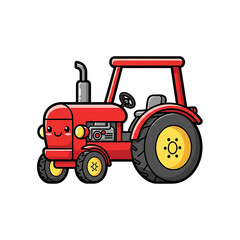 Cartoon Red Tractor. (2)