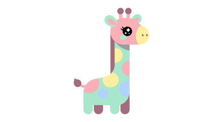 Cute Pastel Giraffe Illustration, Baby Animal Art, Kawaii Style