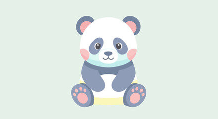 Cute cartoon panda bear sitting, adorable animal illustration