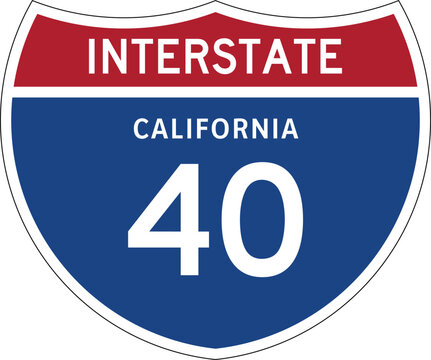 Interstate 40 California I-40 CA Highway Shield Badge USA Road Sign MUTCD Editable Design Vector