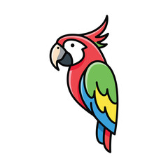 Fototapeta premium Cute Colorful Parrot Cartoon Icon Illustration