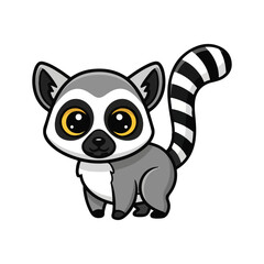 Cute Baby Ring Tailed Lemur Cartoon Vector Illustration