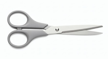Fototapeta premium Plain Scissors Mockup with Stainless Steel Blades and Simple Handle, Isolated on Pure White Background