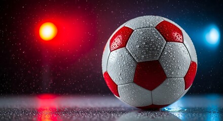 Fototapeta premium Soccer ball with red financial market graph symbolizing economic uncertainty, investment risk, recession, and global financial downturn, combining sports competition with business loss and market.