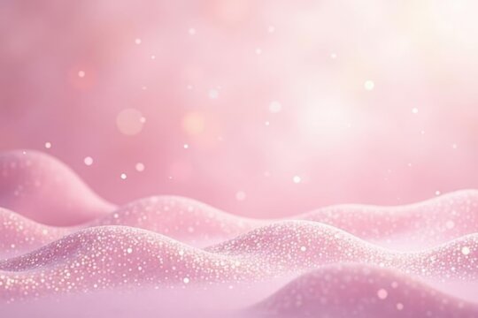 Soft Pink Glittering Hillscape An ethereal background of gentle rolling hills adorned with shimmering particles under a soft, diffused light.