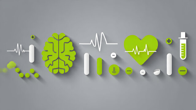 Biotech Flat Icons Abstract Backdrop for Helix Fusion and Biochip Research Concepts