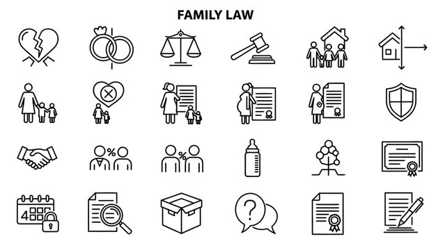 Family Law Icons and Symbols Collection.