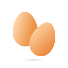 Two eggs isolated on white. Two raw chicken eggs isolated on white.