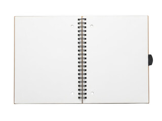 Open blank notebook isolated on transparent background