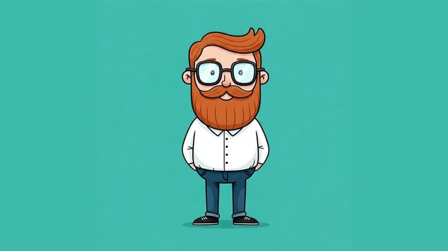 a Redhead man with glasses illustration animation
