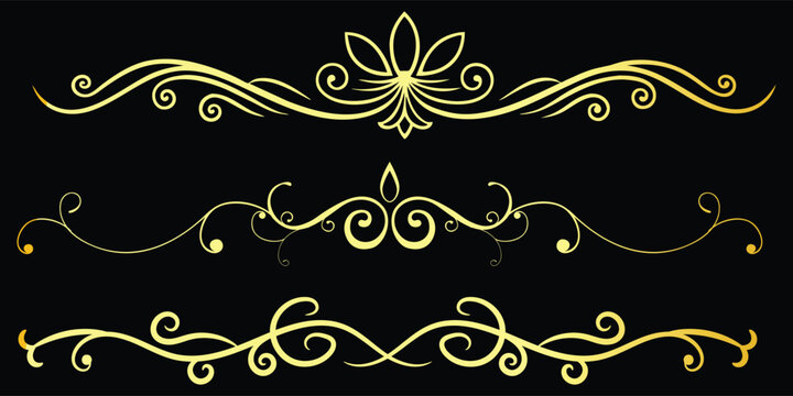 Set of decorative divider elements. text delimiters and scroll elements, ornate vintage frames, vector illustration border
