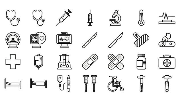 Medical Healthcare Symbols Icons Collection.