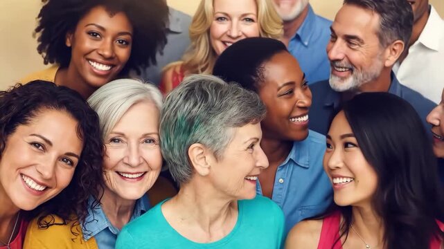 diverse group of people standing together, social unity and inclusion concept.