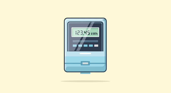 Modern electricity meter displaying energy consumption in kWh.