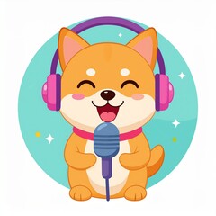 楽しく歌う可愛い犬