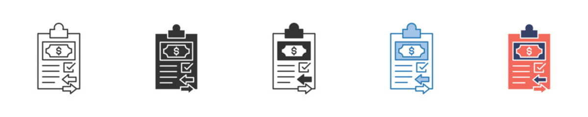 Fototapeta premium Digital Web Development Coding Report Icons - Programming Service with Optimization, Testing, and Maintenance Tools for Online Content Documentation