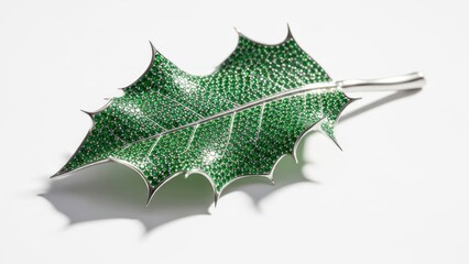Close-up of a green leaf with white spots on a white background