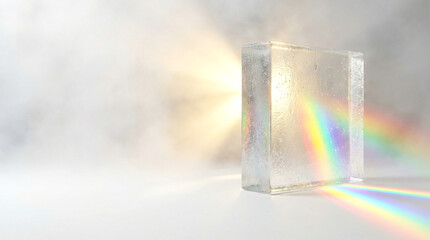 Prismatic light refraction breaking through fog symbolizing hope and new beginning