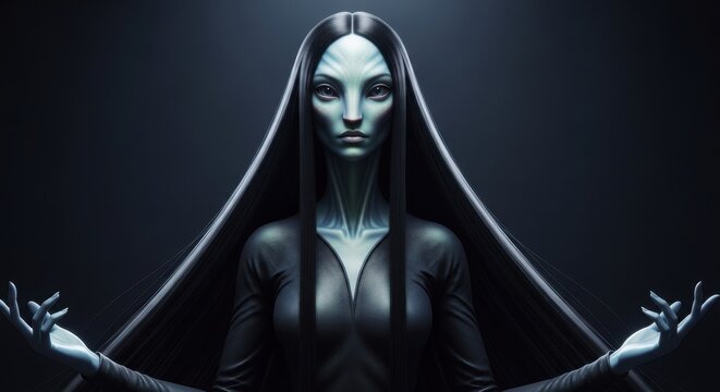 Ethereal Alien Queen - A Portrait of Cosmic Majesty and Grace.