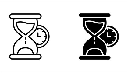 anti-aging hourglass line icon set, simple standby waiting slow down flat design vector illustration on white background