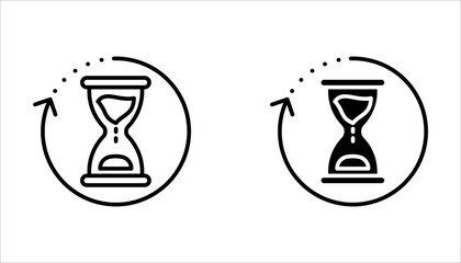 anti-aging hourglass line icon set, simple standby waiting slow down flat design vector illustration on white background