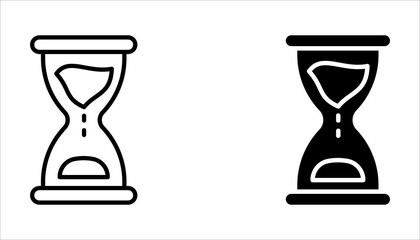 anti-aging hourglass line icon set, simple standby waiting slow down flat design vector illustration on white background