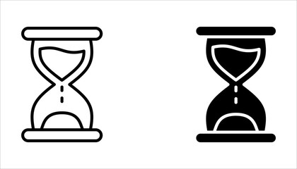 anti-aging hourglass line icon set, simple standby waiting slow down flat design vector illustration on white background