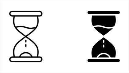 anti-aging hourglass line icon set, simple standby waiting slow down flat design vector illustration on white background