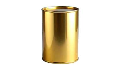 Shiny cylindrical container with a reflective golden surface, set against black