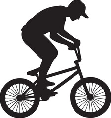 Fototapeta premium Bmx rider silhouette vector illustration of a person on a bike for extreme sports graphic design