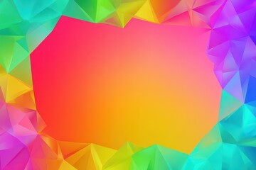 Abstract Polygonal Frame with Rainbow Gradient Background for Design Elements and Textured Border with Vibrant Multicolor Spectrum Illustration