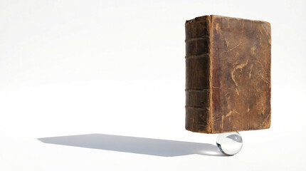 A book is on top of a glass ball