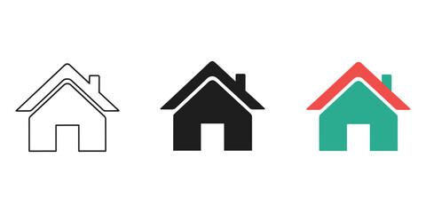 House icon set in various styles and colors