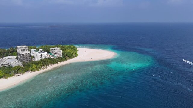 Ukulhas Island Maldives Aerial Drone View of Tropical Beach and Lagoon