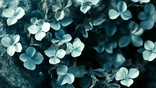 Blue Hydrangea Flowers in Close Up.