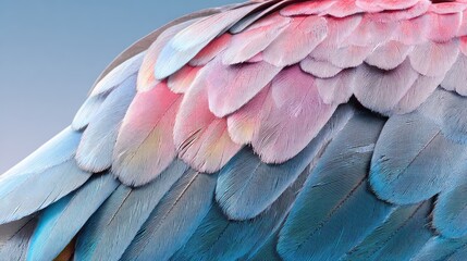 Fototapeta premium Close-up view of vibrant parrot feather patterns.