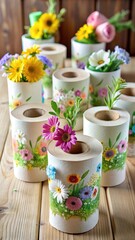 Unroll the Fun Spring Florals from Toilet Paper Rolls for Creative Kindergarten Crafts