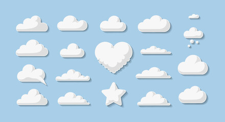Obraz premium Fluffy Clouds Collection on Blue Sky Background